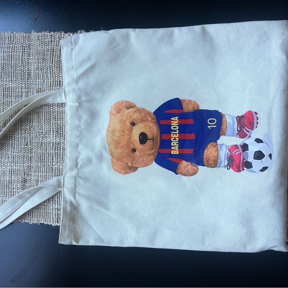 Barcelona (BARCA) Soccer Tote Bag with Teddy Bear